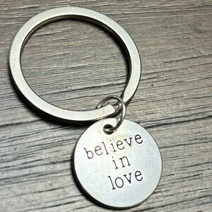 Silver Keychain with 'Believe in Love' Charm